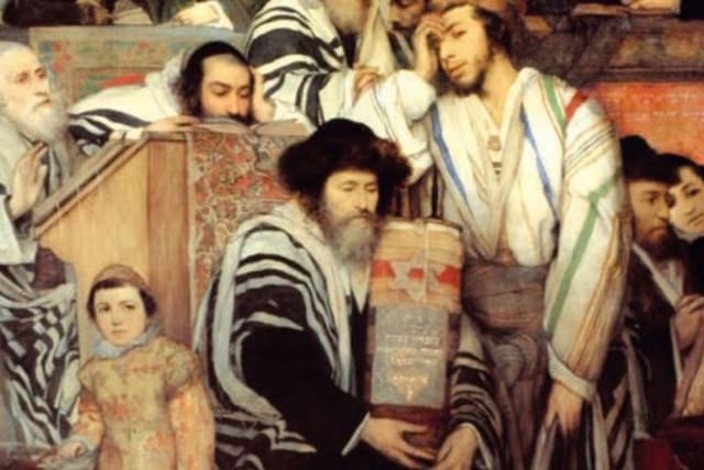  Maurycy Gottlieb: ‘Jews Praying in the Synagogue on Yom Kippur,’ 1878 (photo credit: Maurycy Gottlieb/Wikipedia)
