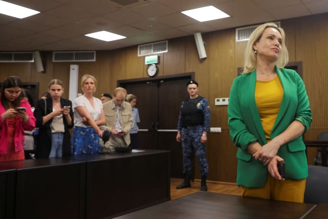 Marina Ovsyannikova attends a court hearing in Moscow, Russia, July 28, 2022. (photo credit: REUTERS/EVGENIA NOVOZHENINA)