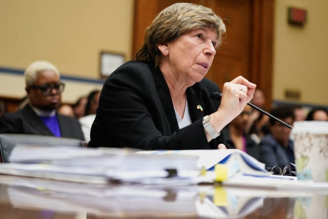  Randi Weingarten, President of the American Federation of Teachers, testifies about the effect of the coronavirus disease (COVID-19) pandemic on students and schools in front of the House Select Subcommittee on the Coronavirus Pandemic on Capitol Hill in Washington, U.S. April 26, 2023. (photo credit: REUTERS/ELIZABETH FRANTZ)