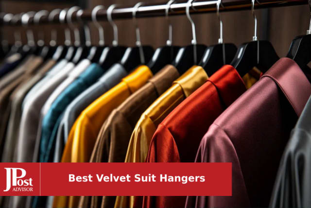 Zober Velvet Hangers 20 Pack - Clothes Hanger W/Tie Bar - Non-Slip, Swivel Hook Slim Felt Hangers - Suits, Clothes, Pants, Coat Hanger - Black