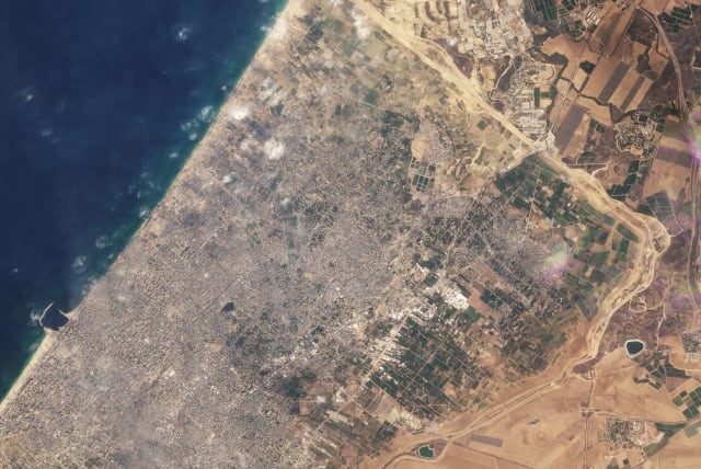  A satellite image shows northern Gaza, amid the ongoing conflict between Israel and Hamas, October 28, 2023 (photo credit: Planet Labs PBC/Handout via REUTERS)