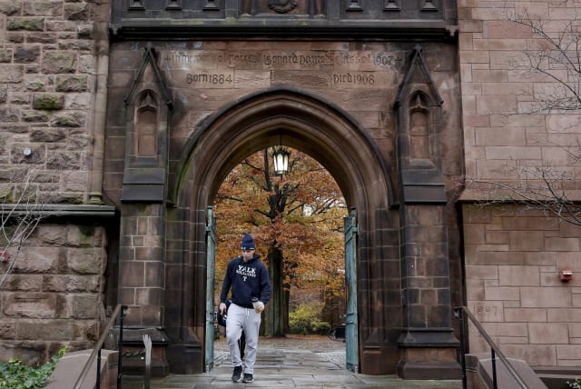  A student walks on the campus of Yale University in New Haven, Connecticut November 12, 2015. (photo credit: REUTERS/SHANNON STAPLETON)