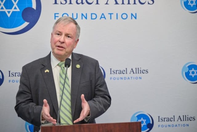  Rep. Doug Lamborn at the Israeli Allies Foundation, Jerusalem Post event on November 14 on Capitol Hill (photo credit: PERRY BINDELGLASS)