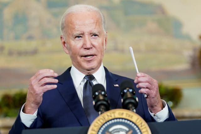 US President Joe Biden holds a press conference about his meeting with Chinese President Xi Jinping before the start of the Asia-Pacific Economic Cooperation (APEC) summit in Woodside, California, US, November 15, 2023. (photo credit: REUTERS/KEVIN LAMARQUE)