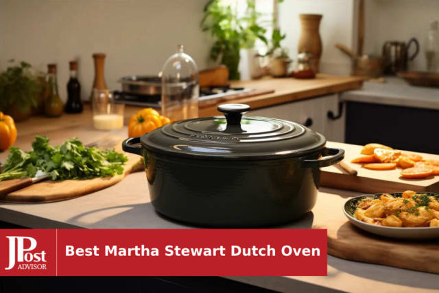 MARTHA STEWART Gatwick 7 QT Enamel Cast Iron Dutch Oven, Martha Blue