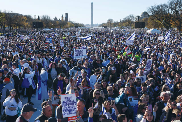  NEARLY 300,000 pro-Israel activists take to the Capitol Mall in Washington, last Tuesday. While this moment should bring pride to the Jewish community, it cannot be where our activism ends, says the writer. (photo credit: LEAH MILLIS/REUTERS)