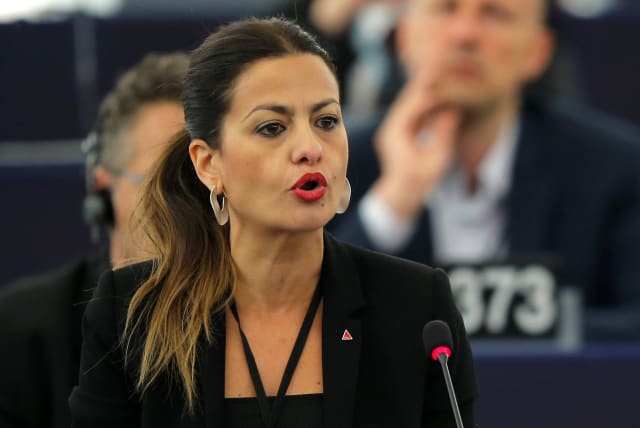  Spanish MEP Sira Rego (GUE/NGL Group), candidate for the presidency of the European Parliament, delivers a speech during a voting session to elect the new president of the European Parliament (photo credit: REUTERS)