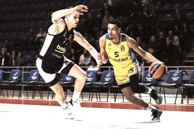  WADE BALDWIN (right) and Maccabi Tel Aviv are 5-3 in the Euroleague, with three games on tap at their home away from home in Belgrade (photo credit: Djordje Kostic and Dragan Tesic)