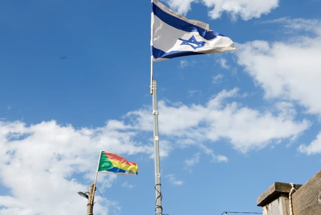  The Israeli and Druze flag in the Druze town of Isfiya, Northern Israel. October 03, 2023. (photo credit: NATI SHOHAT/FLASH90)