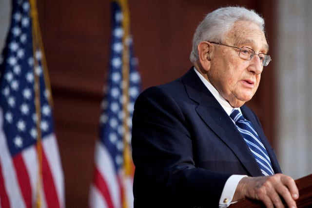  Former U.S. Secretary of State Henry Kissinger speaks during a ceremony unveiling a statue of former U.S. President Gerald Ford in the Rotunda of the U.S. Capitol in Washington, U.S. May 3, 2011. (photo credit: REUTERS/JOSHUA ROBERTS)