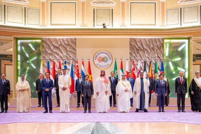  Family group photos of all the participating members during the Member States of the Gulf Cooperation Council (GCC) and the Association of Southeast Asia Nations (ASEAN) Summit (ASEAN-GCC Summit) in Riyadh, Saudi Arabia October 20, 2023 (photo credit: Saudi Press Agency via Reuters)