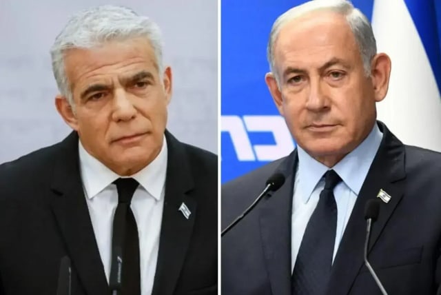 Yair Lapid, left, and Benjamin Netanyahu, right.