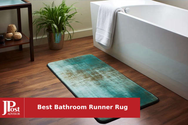 Large Bathroom Rug Non Slip Bath Mat (47x17 Inch Brown) Water