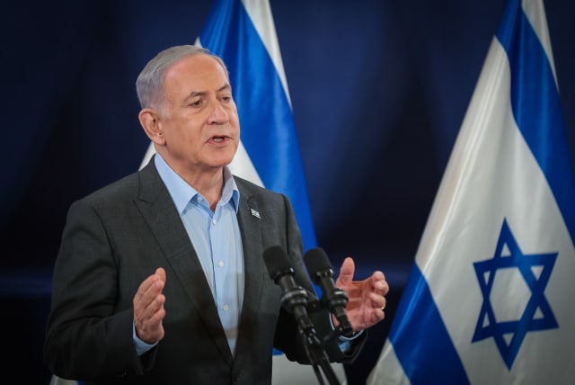  Prime Minister Benjamin Netanyahu speaks on December 16, 2023 (photo credit: NOAM REVKIN FENTON/FLASH90)