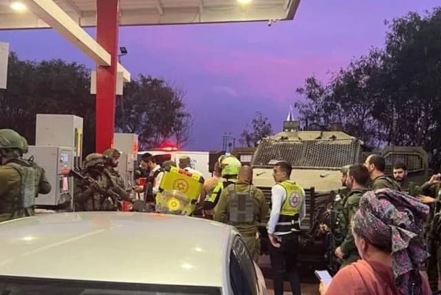  Scene of the stabbing attack at a gas station close to the Rantis checkpoint, December 17, 2023 (photo credit: COURTESY)