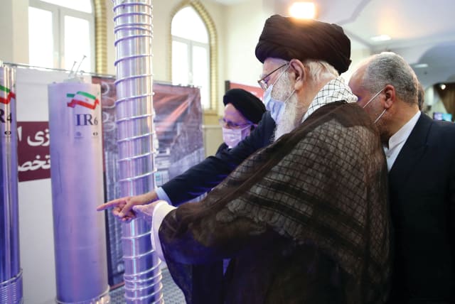 Iran's Supreme Leader Ayatollah Ali Khamenei visits the Iranian centrifuges in Tehran, earlier this year. (photo credit: Office of the Iranian Supreme Leader/WANA via REUTERS)