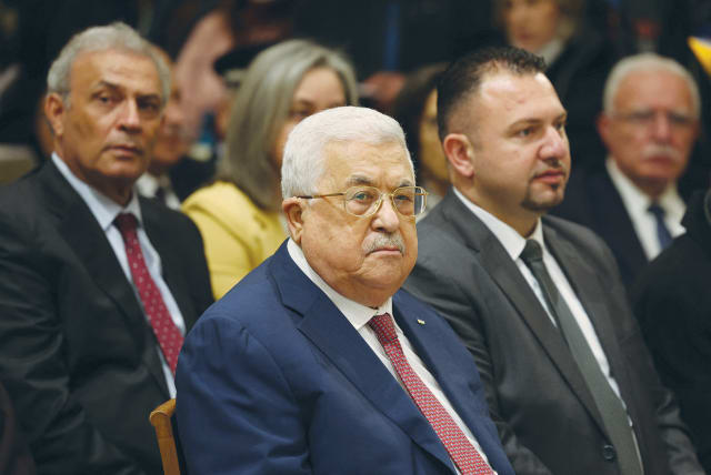  PALESTINIAN AUTHORITY head Mahmoud Abbas attends Christmas Midnight Mass at the Church of the Nativity in Bethlehem, last year. Abbas, in recent years, has depicted Jesus as Palestinian, says the writer. (photo credit: Ahmad Gharabli/Reuters)