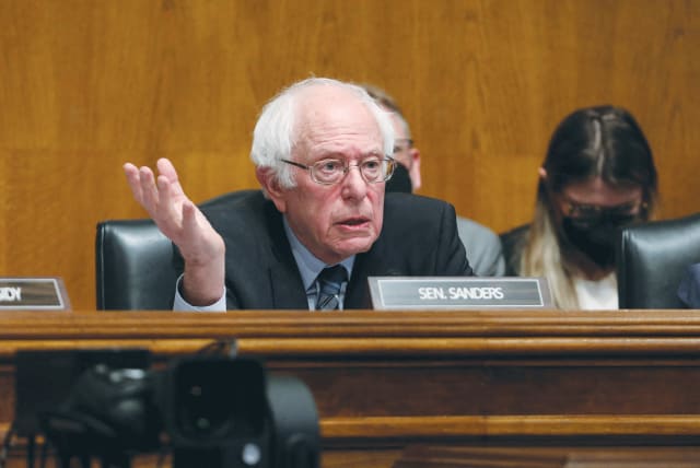 US SEN. Bernie Sanders: ‘Israel is at war with Hamas, not innocent Palestinian men, women, and children. Israel cannot bomb an entire neighborhood to take out one Hamas target,’ he argues. (photo credit: Amanda Andrade-Rhoades/Reuters)