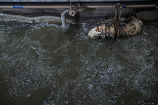  Wastewater is seen inside a Central Marin Sanitation Agency facility in San Rafael, California, U.S., March 29, 2023 (photo credit: REUTERS/NATHAN FRANDINO)