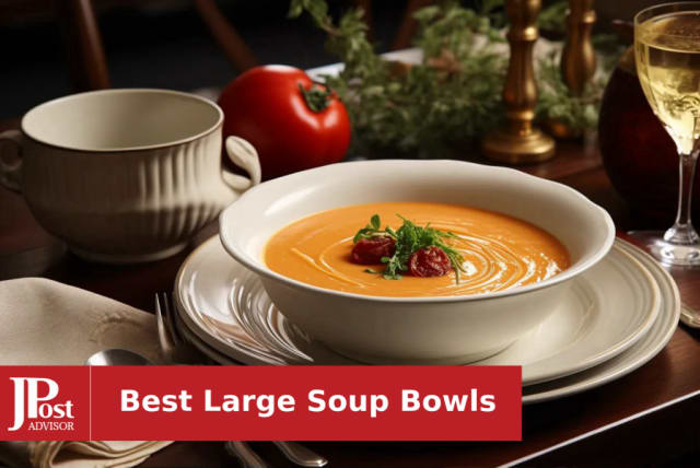 AnBnCn Large Salad Bowl Microwave Soup Bowls 60 oz, Large Ceramic Bowl for  Eating Serving Bowl for Party,8 inch White large Bowls,Set of 3