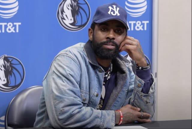 Kyrie Irving speaks during a postgame press conference, Jan. 1, 2024. (photo credit: YOUTUBE SCREENSHOT)