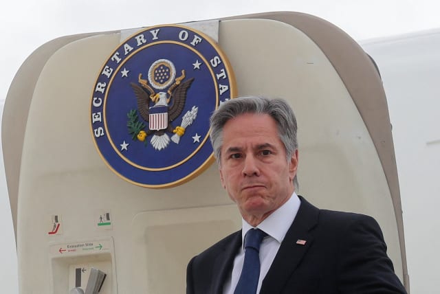  U.S. Secretary of State Antony Blinken arrives at Felipe Angeles International Airport in Zumpango, Mexico December 27, 2023. (photo credit: REUTERS/Raquel Cunha)