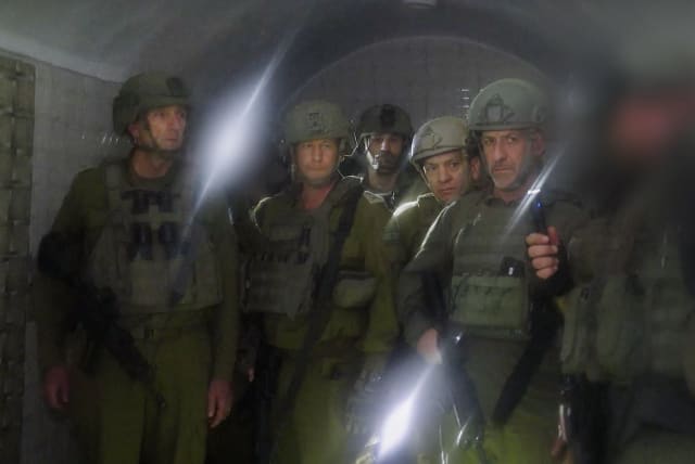 The Chief of Staff and the head of the Shin Bet in the Hamas tunnels in Khan Yunis on January 5, 2024. (photo credit: IDF SPOKESPERSON'S UNIT)