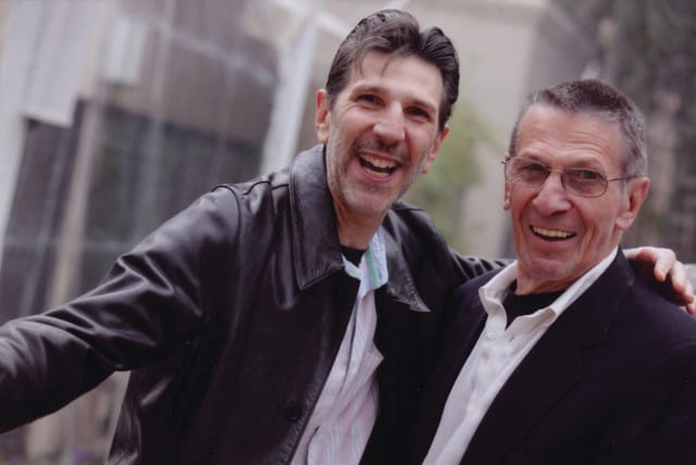 Friends Richard Michelson (L) and Leonard Nimoy celebrate Nimoy's 80th birthday in 2011 (photo credit: Richard Michelson)