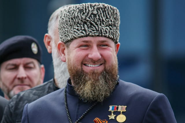  Chechen Republic leader Ramzan Kadyrov attends a military parade on Victory Day, which marks the 77th anniversary of the victory over Nazi Germany in World War Two, in the Chechen capital Grozny, Russia May 9, 2022 (photo credit: REUTERS/CHINGIS KONDAROV)