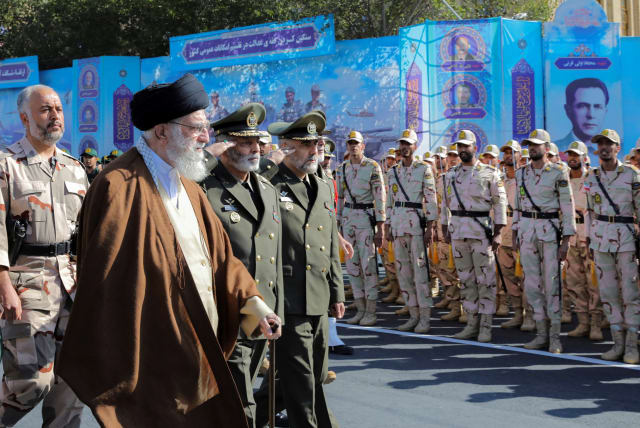  Iran's Supreme Leader Ayatollah Ali Khamenei reviews armed forces during a graduation ceremony, in Tehran (photo credit: Office of the Iranian Supreme Leader/WANA (West Asia News Agency) via REUTERS)