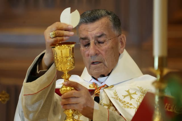  Maronite Patriarch Bechara Boutros Al-Rai holds a mass in the memory of victims of August 4, 2020 Beirut port blast, on the eve of the third anniversary of the explosion, in Beirut, Lebanon August 3, 2023. (photo credit: MOHAMED AZAKIR/REUTERS)