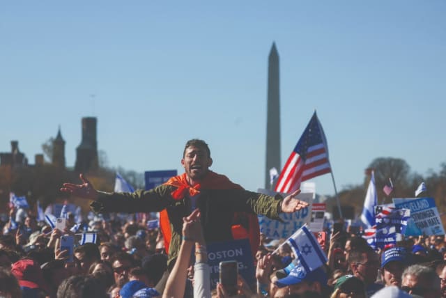  Solidarity rally with Israel on the National Mall in Washington, US. (photo credit: LEAH MILLIS/REUTERS)