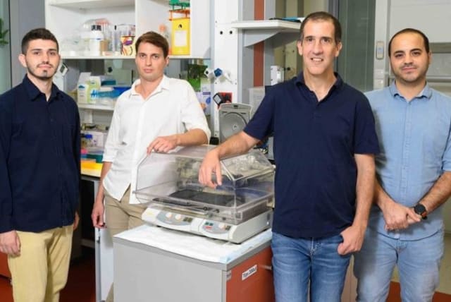  (l-r) Ariel Tennenhouse, Lev Khmelnitsky, Prof. Sarel Fleishman, Razi Khalaila (photo credit: WEIZMANN INSTITUTE OF SCIENCE)