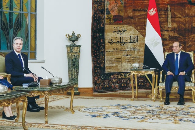  EGYPT’S PRESIDENT Abdel Fattah al-Sisi meets with US Secretary of State Antony Blinken in Cairo, last month. (photo credit: EVELYN HOCKSTEIN/REUTERS)