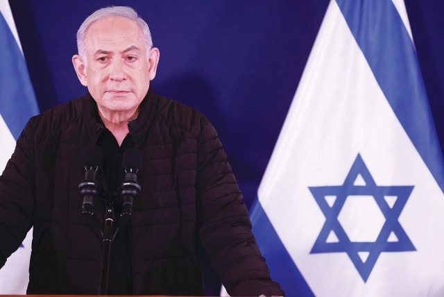  PRIME MINISTER Benjamin Netanyahu at a press conference about the Gaza war late last year (photo credit: MARC ISRAEL SELLEM/THE JERUSALEM POST)