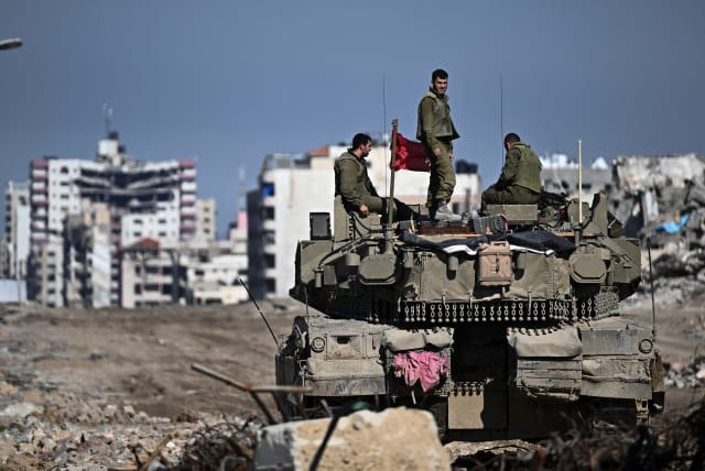  Israeli soldiers operate in the Gaza Strip, February 8, 2024 (photo credit: REUTERS/DYLAN MARTINEZ)