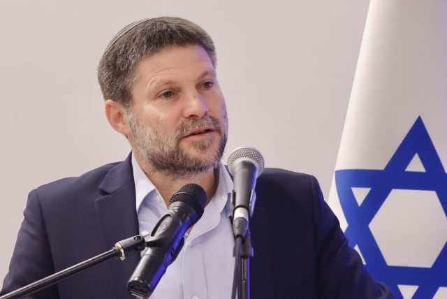  Finance Minister Bezalel Smotrich at a press conference, February 14, 2024. (photo credit: MARC ISRAEL SELLEM)