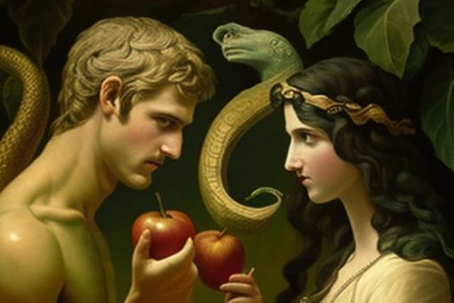  Being tempted with forbidden fruit in the Garden of Eden