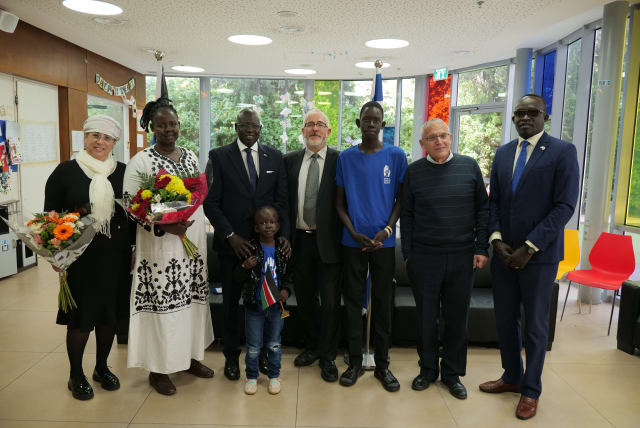  Two siblings from South Sudan after heart surgeries, visited by Israeli and Sudanese ambassadors (photo credit: Save a Child’s Heart)