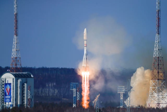  A Soyuz-2.1b rocket booster with a Fregat upper stage, carrying Russian the Meteor-M spacecraft and 18 Russian and foreign additional small satellites, blasts off from a launchpad at the Vostochny Cosmodrome in the far eastern Amur region, Russia, February 29, 202 (photo credit: Roscosmos/Handout via REUTERS)