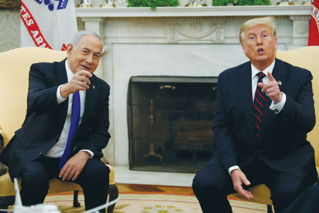  PRIME MINISTER Benjamin Netanyahu meets with then-US president Donald Trump in the Oval Office, in 2020. The suppression of the Palestinian cause in global politics was largely due to Israeli efforts during the Trump administration, the writer notes. (photo credit: TOM BRENNER/REUTERS)