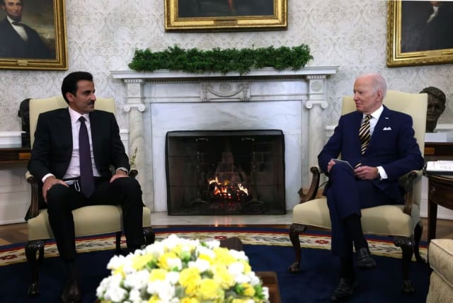  Biden meeting with Qatari leader (photo credit: REUTERS)