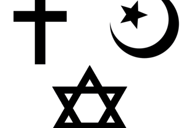  Symbols of Judaism, Islam, and Christianity (photo credit: Wikimedia Commons)