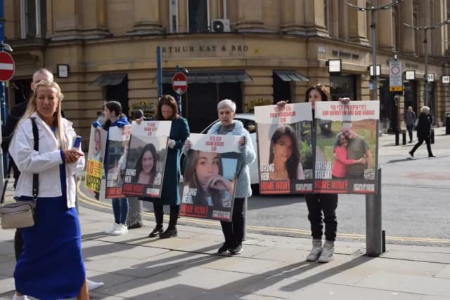  Protest for the kidnapped in Manchester  (photo credit: Eirys Proselkov)