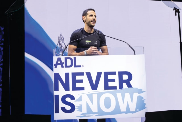  SOCIAL MEDIA star Nas Daily speaks onstage at the ADL’s ‘Never Is Now’ conference on antisemitism on social media, in New York yesterday. (photo credit: ADL)