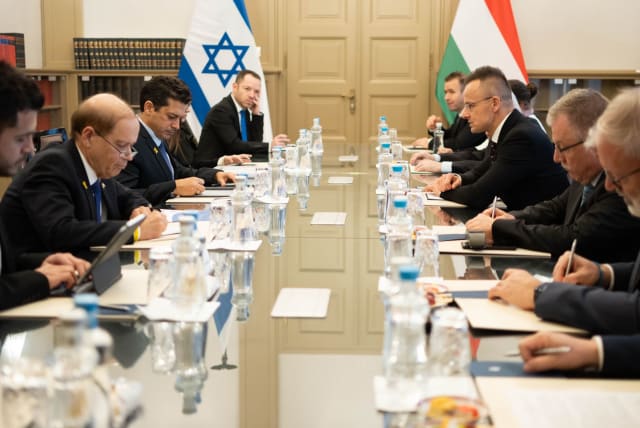  Israeli Diaspora Affairs and Combatting Antisemitism Minister Amichai Chikli meets Hungarian delegation in Hungary, March 12, 2024. (photo credit: DIASPORA AFFAIRS MINISTRY)