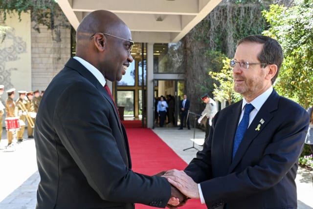  Eswatini ambassador with President Isaac Herzog. March 13, 2024. (photo credit: MAAYAN TOAF / GPO)