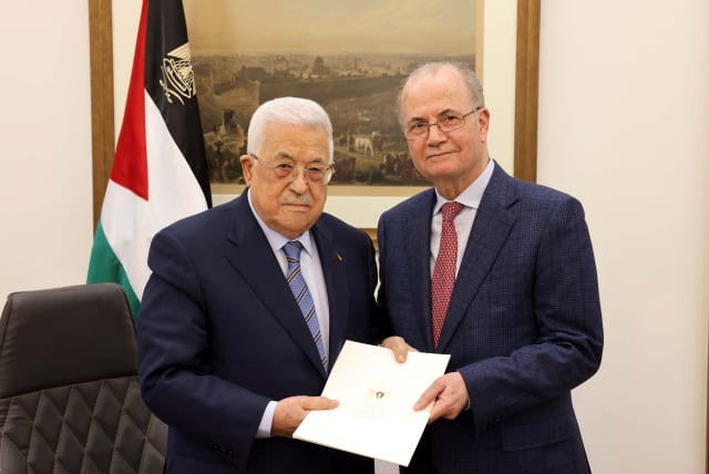  Palestinian President Mahmoud Abbas appoints Mohammad Mustafa as prime minister of the Palestinian Authority (PA), in Ramallah, in the West Bank March 14, 2024 (photo credit: VIA REUTERS)