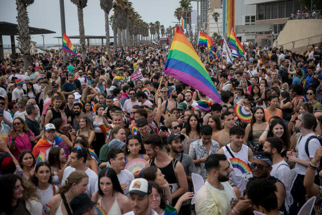  Thousands participate in the annual Gay Pride Parade in Tel Aviv, on June 8, 2023.  (photo credit: MIRIAM ALSTER/FLASH90)