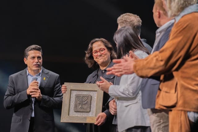  Diaspora affairs and Combatting Antisemitism Minister Amichai Chikli awards a token of gratitude to prominent figures who've advocated for Israel since the beginning of the war, March 31, 2024.  (photo credit: Matan Harush, Midnight Infinity Photography )